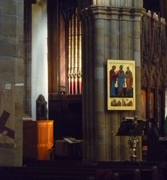 Organ, icon and choir stalls