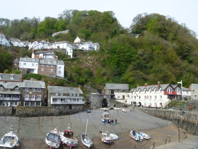 The tide is out at Clovelly Harbour