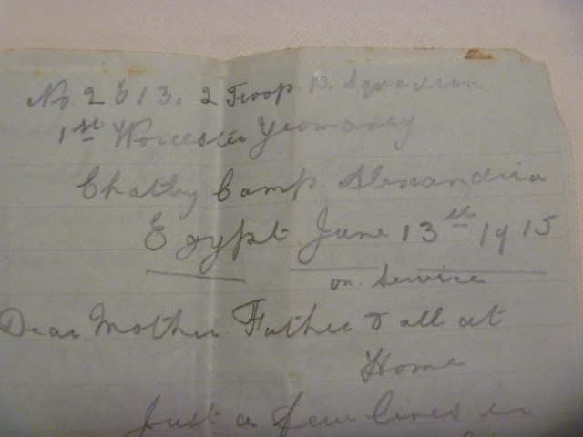 Marshall letter from Egypt