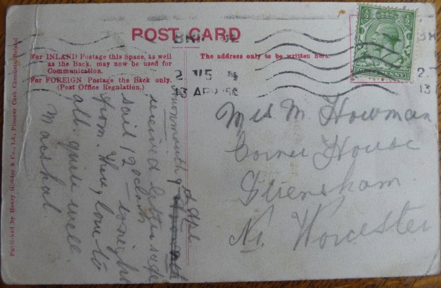Reverse of card